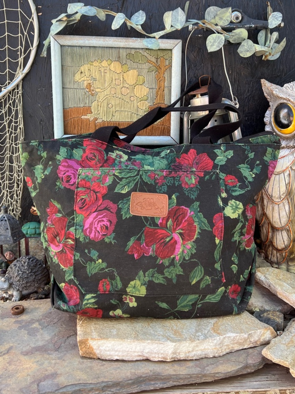 Vintage Pacific Connections Floral Canvas Tote